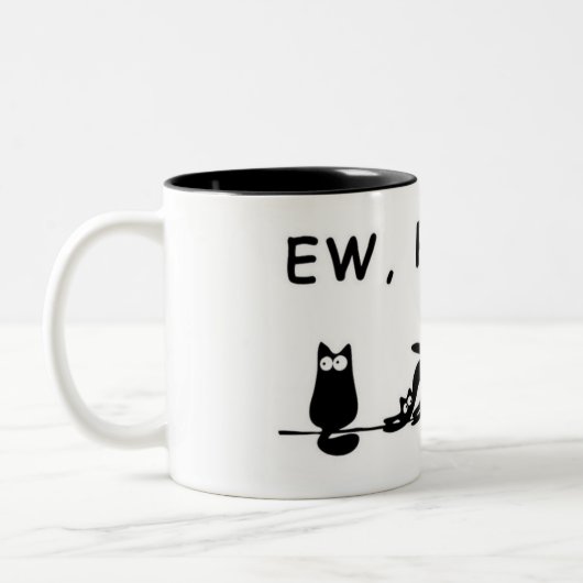 "Ew, People — Funny Cat Mug" Tweekleurige Koffiemok (Links)