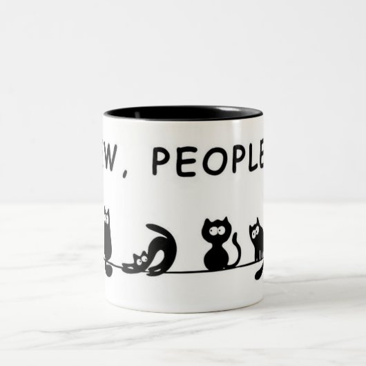 "Ew, People — Funny Cat Mug" Tweekleurige Koffiemok (Center)