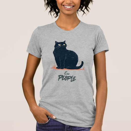 Ew People Funny Introvert Cat Vintage T-shirt (Voorkant)