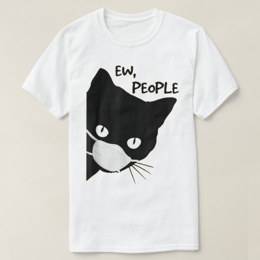 Ew People Masked Black Cat Design T-shirt (Design voorkant)