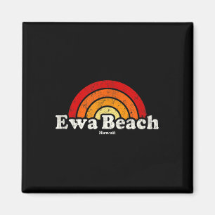Ewa Beach Hawaii Hi 70s Retro Rainbow Desi Magneet