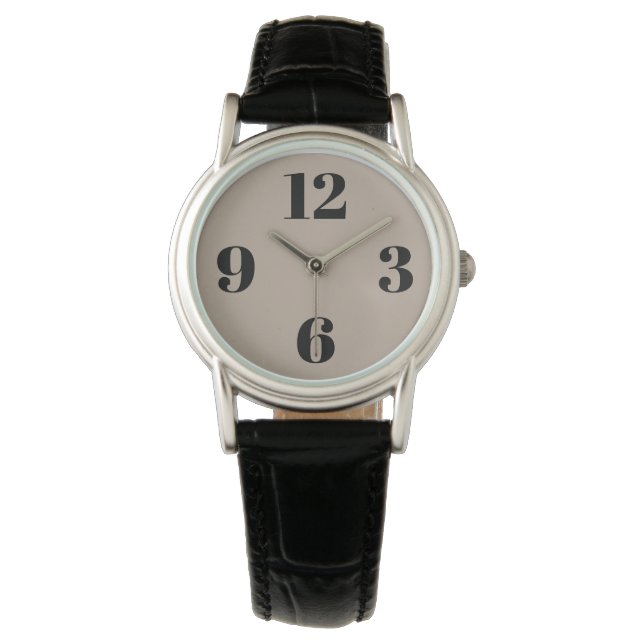 eWatch - Beige Achtergrond Grote aantallen Horloge (Voorkant)