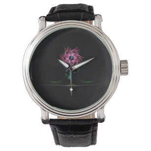 eWatch horloge met roze en Paarse bloemenontwerp