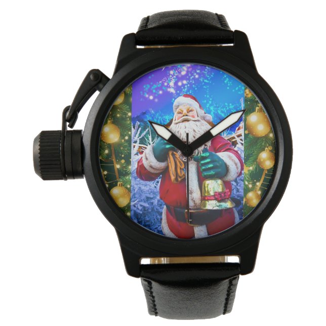 eWatch Rode Kerstmis Kerstman in de winter Horloge (Voorkant)