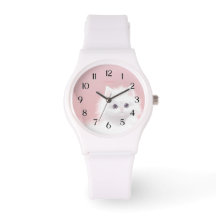 eWatch - Sweet White Fluffy Kat op Roze