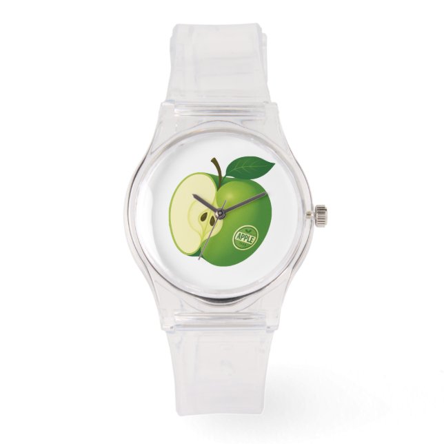 eWatch Watch with green apple Horloge (Voorkant)