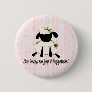 Ewe brengen me vreugde en geluk ronde button 5,7 cm