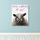 Ewe die me DeNiro Sheep bekijken Canvas Afdruk (Insitu (Houten vloer))