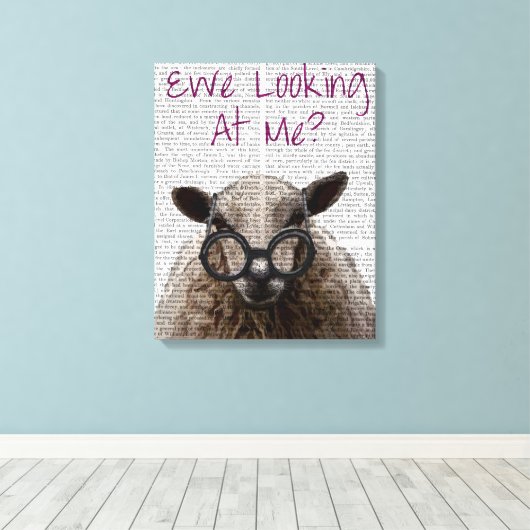 Ewe die me DeNiro Sheep bekijken Canvas Afdruk (Insitu (Houten vloer))