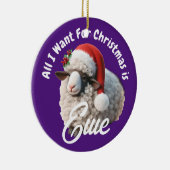 Ewe Dragen Santa Hat Paarse Kerstmis Keramisch Ornament (Rechts)