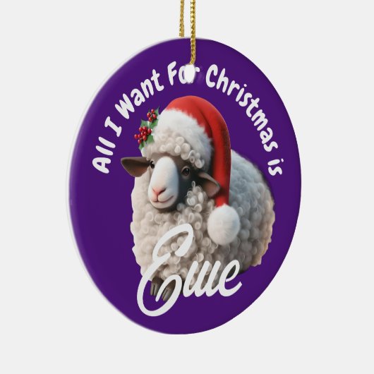 Ewe Dragen Santa Hat Paarse Kerstmis Keramisch Ornament (Rechts)