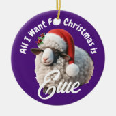 Ewe Dragen Santa Hat Paarse Kerstmis Keramisch Ornament (Voorkant)