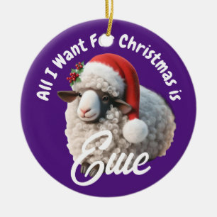 Ewe Dragen Santa Hat Paarse Kerstmis Keramisch Ornament