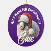 Ewe Dragen Santa Hat Paarse Kerstmis Keramisch Ornament (Links)