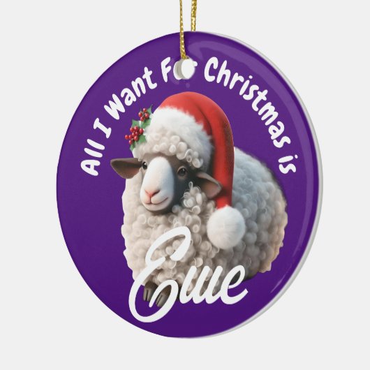 Ewe Dragen Santa Hat Paarse Kerstmis Keramisch Ornament (Links)