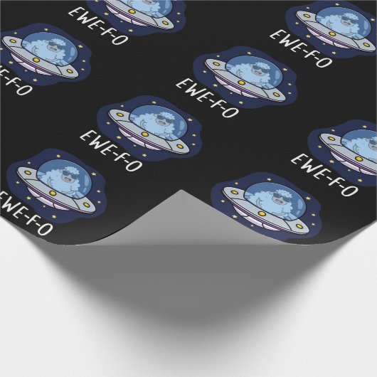 Ewe-F-O Funny UFO Pun Dark BG Cadeaupapier (Hoek)