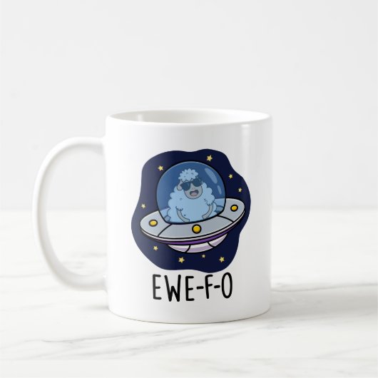 Ewe-F-O Funny UFO Pun Koffiemok (Links)