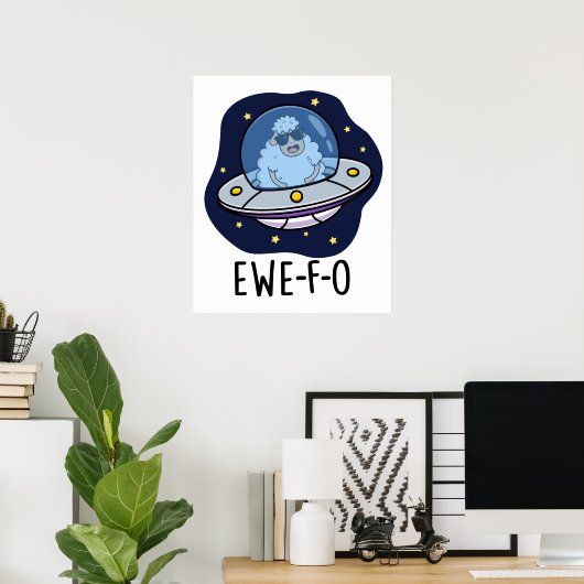 Ewe-F-O Funny UFO Pun Poster (Thuiskantoor)