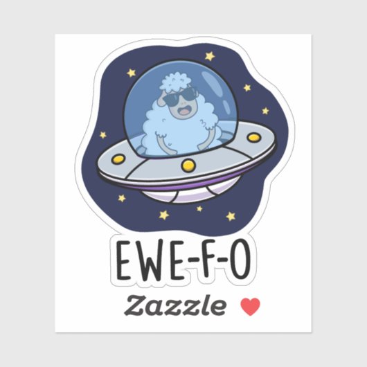 Ewe-F-O Funny UFO Pun Sticker (Vel)