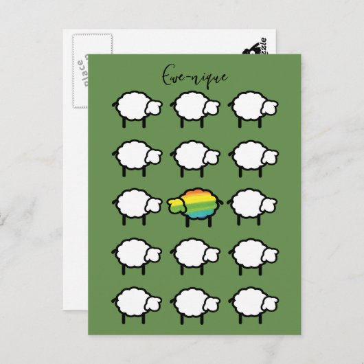 ewe-nique quote regenboogschaap uniek briefkaart (Voorkant / Achterkant)