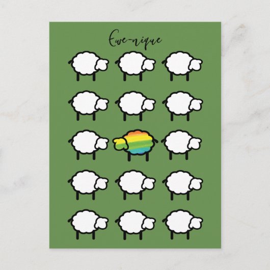 ewe-nique quote regenboogschaap uniek briefkaart (Voorkant)
