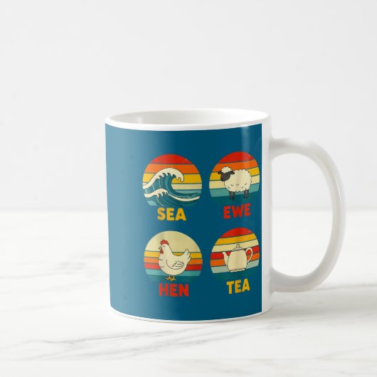 Ewe Quote Sea Hen Tea Sunset Apparel Koffiemok (Rechts)
