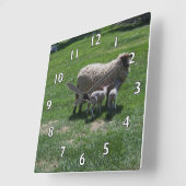 Ewe with Twins Vierkante Klok (Hoek)