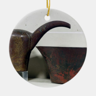 Ewer en bekken (koper) keramisch ornament