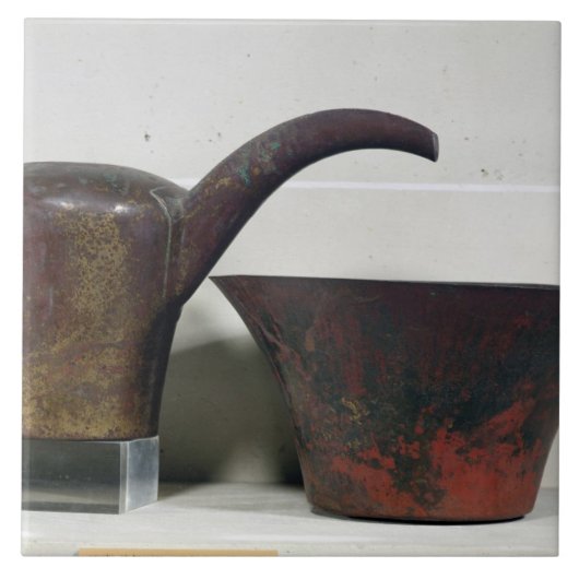 Ewer en bekken (koper) tegeltje (Voorkant)