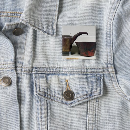 Ewer en bekken (koper) vierkante button 5,1 cm (In situ)