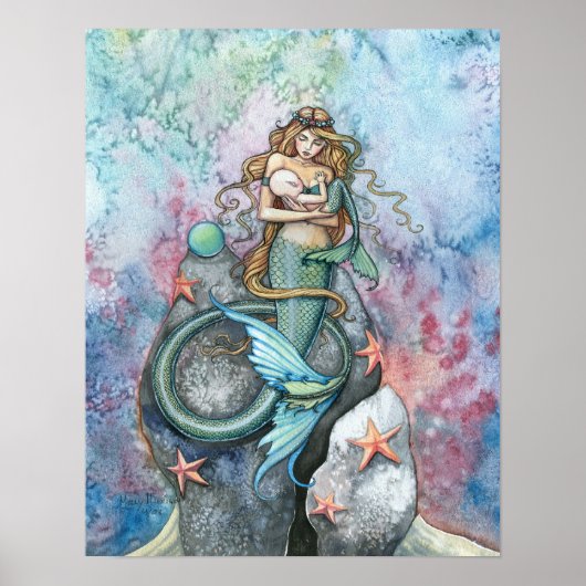 Ewige liefde zeemeermin moeder en baby poster (Voorkant)