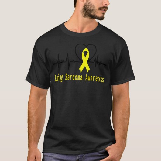 Ewing Sarcoma Bewustzijn Hartslag Geel Ondersteuni T-shirt (Voorkant)