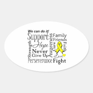 Ewing Sarcoma Ondersteunende woorden Ovale Sticker