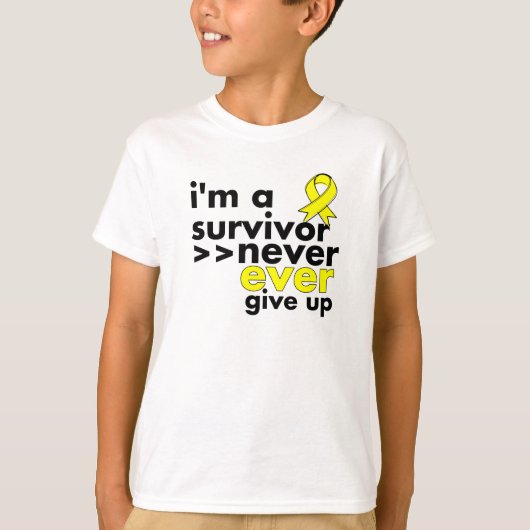 Ewing Sarcoma Survivor geeft nooit op T-shirt (Voorkant)