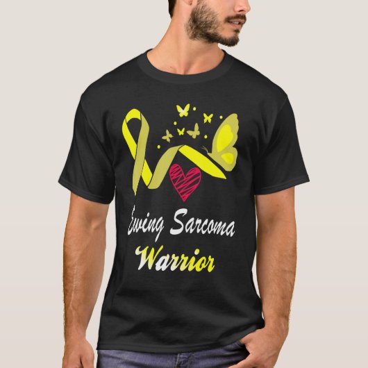 Ewing Sarcoma Warrior Vlinder Geel Lint Butt T-shirt (Voorkant)