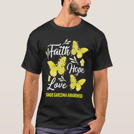 Ewings Sarcoma Awareness Faith Hope Love Butterfly T-shirt (Voorkant)