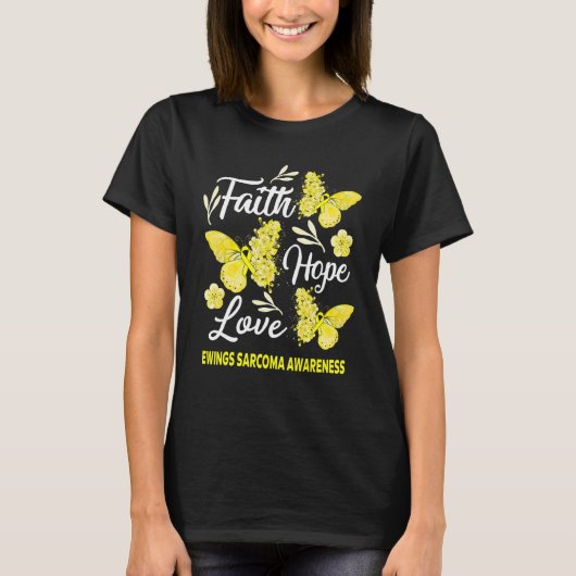 Ewings Sarcoma Awareness Faith Hope Love Butterfly T-shirt (Voorkant)