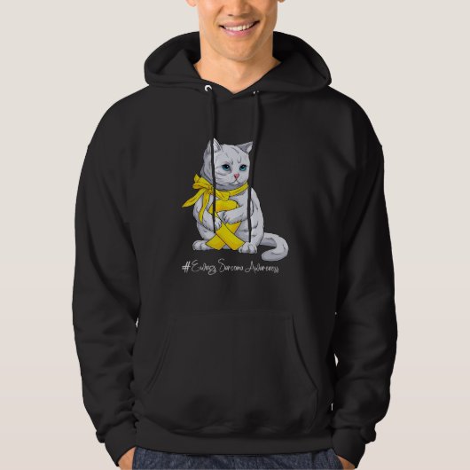 Ewings Sarcoma Awareness Month Yellow Ribbon Cat Hoodie (Voorkant)