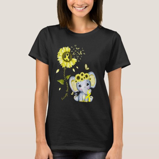 Ewings Sarcoma Bewustzijn Geel Hippie Zonnebloem E T-shirt (Voorkant)