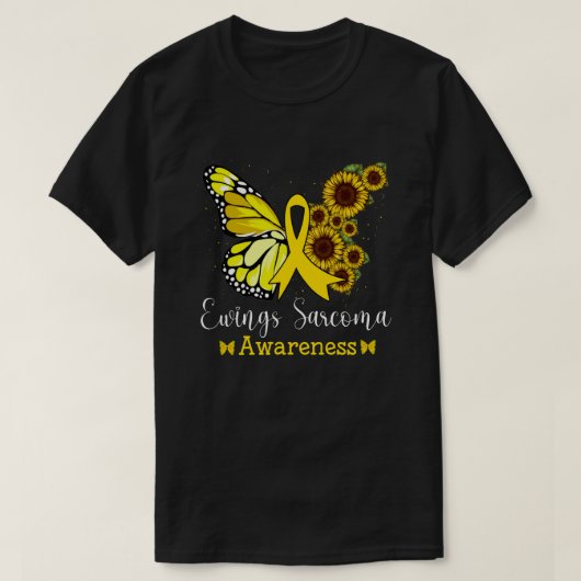 Ewings Sarcoma Cancer Awareness Butterfly & Sunflo T-shirt (Design voorkant)
