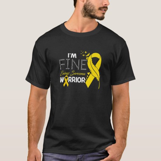 Ewings Sarcoma Warrior I'm Fine Feather T-shirt (Voorkant)