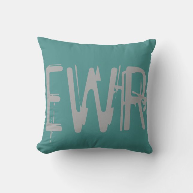 EWR Luchthaven Grunge Typografie Kussen (Voorkant)