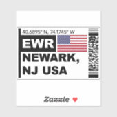 EWR Newark Boarding Pass - New Jersey Travel Sticker (Vel)