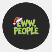 Eww Mensen Kerstman Hoed Groen Grappig Kerst Manne Ronde Sticker (Voorkant)