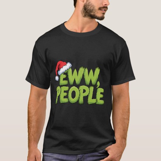 Eww Mensen Kerstman Hoed Groen Grappig Kerst Manne T-shirt (Voorkant)