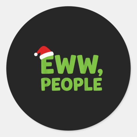 Eww People Santa Hat Funny Christmas Men Women  Ronde Sticker (Voorkant)