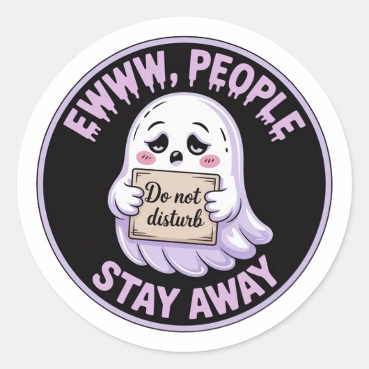 Ewww Mensen Blijf Weg Sticker - Grappige Introvert (Voorkant)