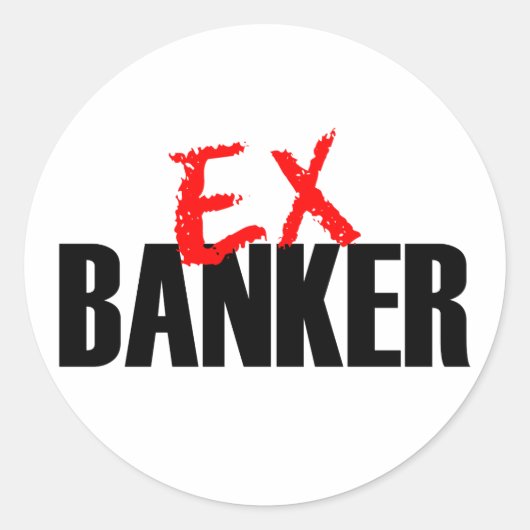 EX BANKER LICHT RONDE STICKER (Voorkant)