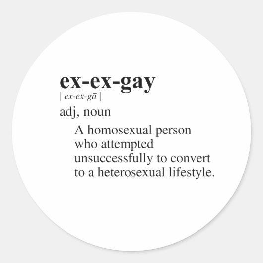 EX-EX-HOMOSEKSUEEL RONDE STICKER (Voorkant)