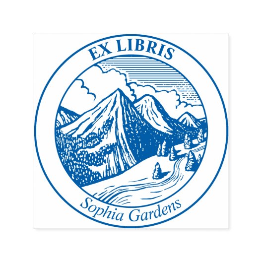 Ex Libris - Alpiene Landschap Zelfinktende Stempel (Design)